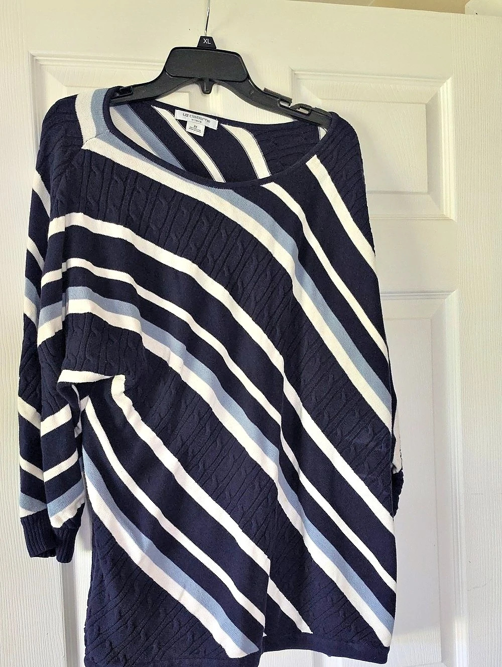 Liz Claiborne Striped Sweater Blue & White 2x